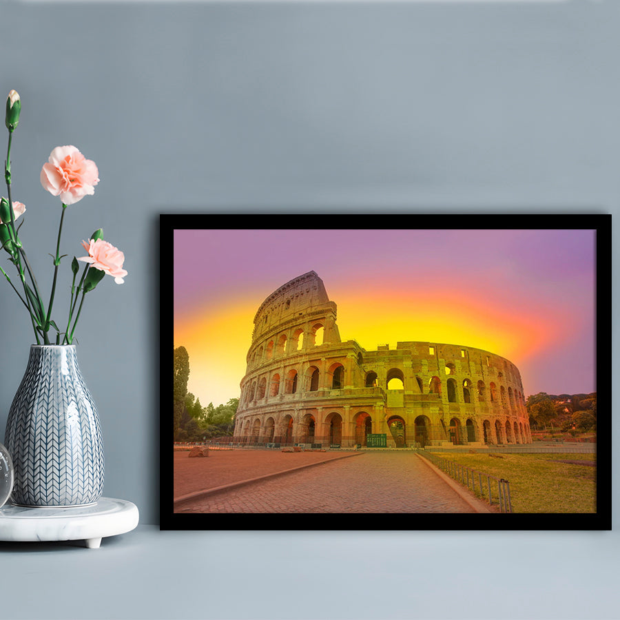 Amazing Sunrise at Rome Colosseum, Stadium Canvas, Sport Art, Gift for him, Framed Art Print Wall Decor, Picture Framed