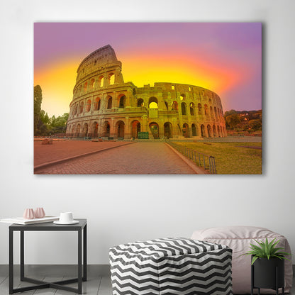 Amazing Sunrise at Rome Colosseum, Stadium Canvas, Sport Art, Gift for him, Man Cave Decor, Art Print, Canvas Print Wall Art