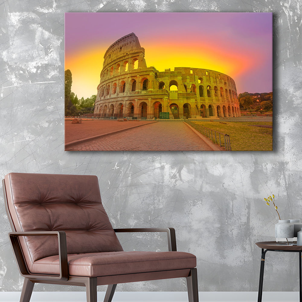 Amazing Sunrise at Rome Colosseum, Stadium Canvas, Sport Art, Gift for him, Man Cave Decor, Art Print, Canvas Print Wall Art