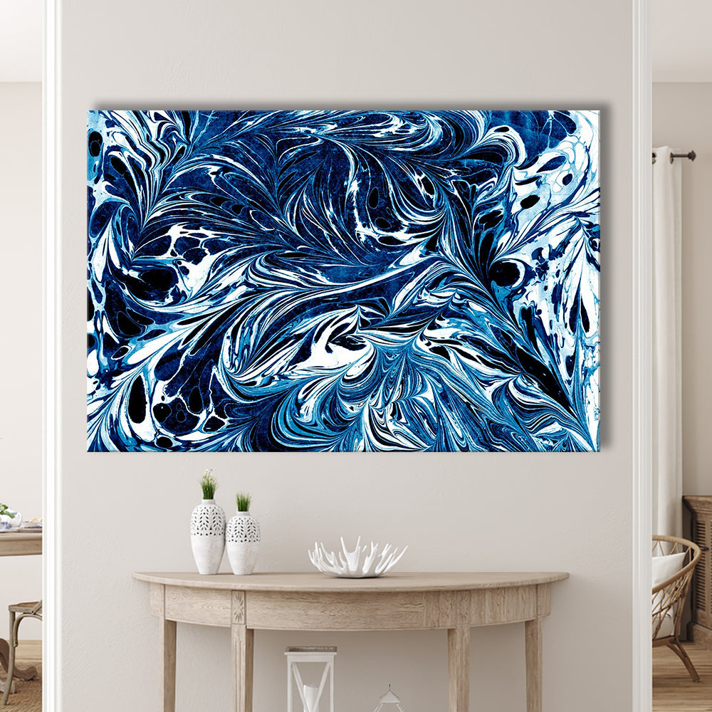 Amazing Dark Blue Abstract Art Blue Black White Abstract Print Marble Art, Canvas Print Wall Art, Wall Decor, Painting Canvas