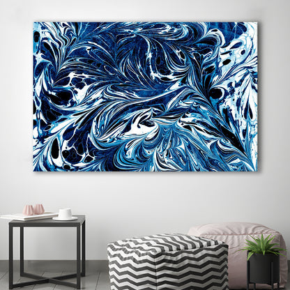 Amazing Dark Blue Abstract Art Blue Black White Abstract Print Marble Art, Canvas Print Wall Art, Wall Decor, Painting Canvas