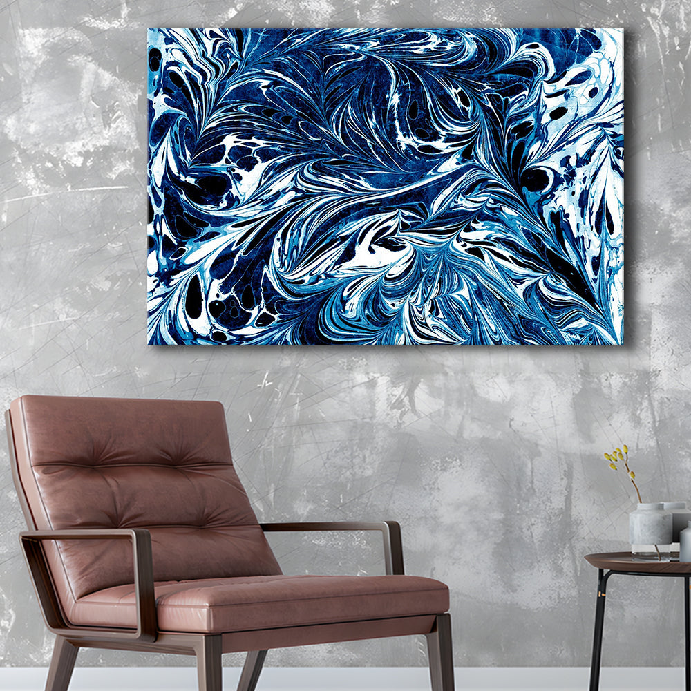 Amazing Dark Blue Abstract Art Blue Black White Abstract Print Marble Art, Canvas Print Wall Art, Wall Decor, Painting Canvas