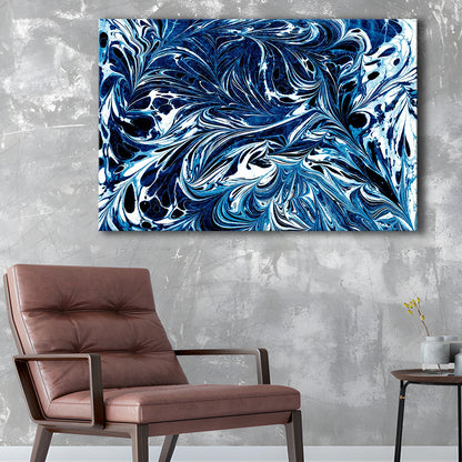 Amazing Dark Blue Abstract Art Blue Black White Abstract Print Marble Art, Canvas Print Wall Art, Wall Decor, Painting Canvas
