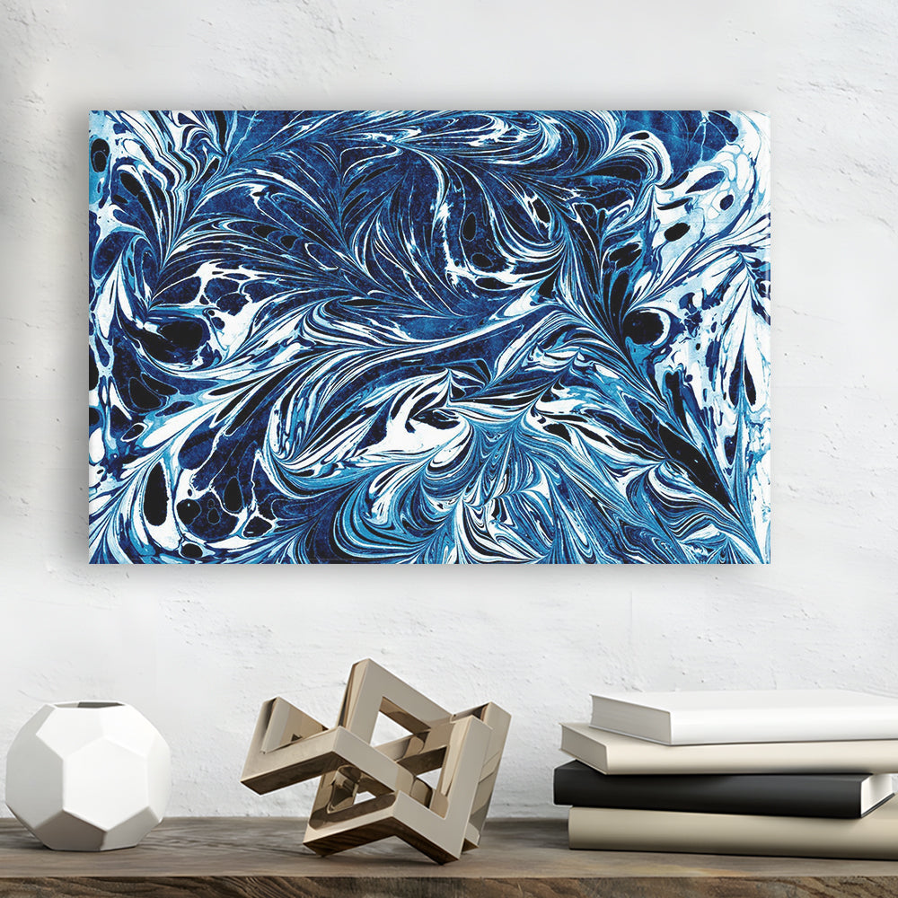 Amazing Dark Blue Abstract Art Blue Black White Abstract Print Marble Art, Canvas Print Wall Art, Wall Decor, Painting Canvas