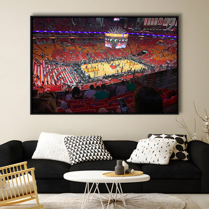 American Airline Arena, Stadium Canvas, Sport Art, Framed Canvas Print Wall Art, Floating Frame