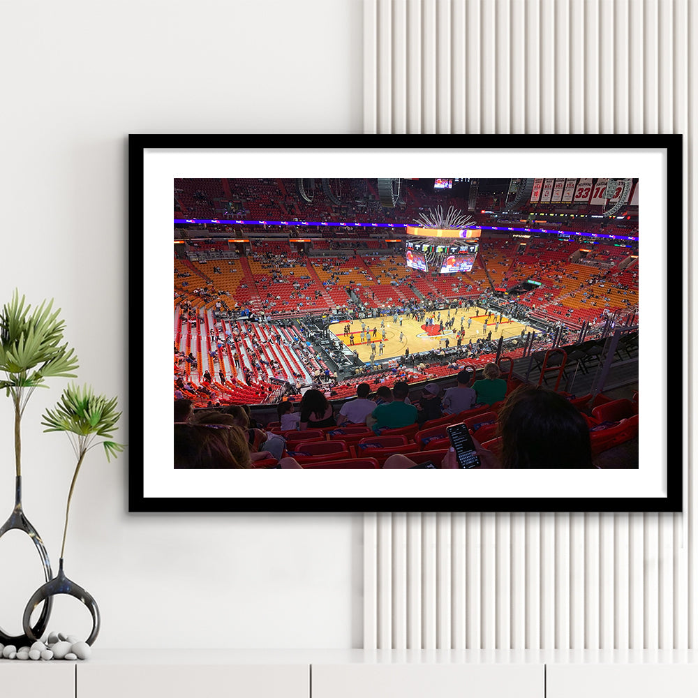 American Airline Arena, Stadium Canvas, Sport Art, Gift for him, White Border Framed Art Print Wall Decor