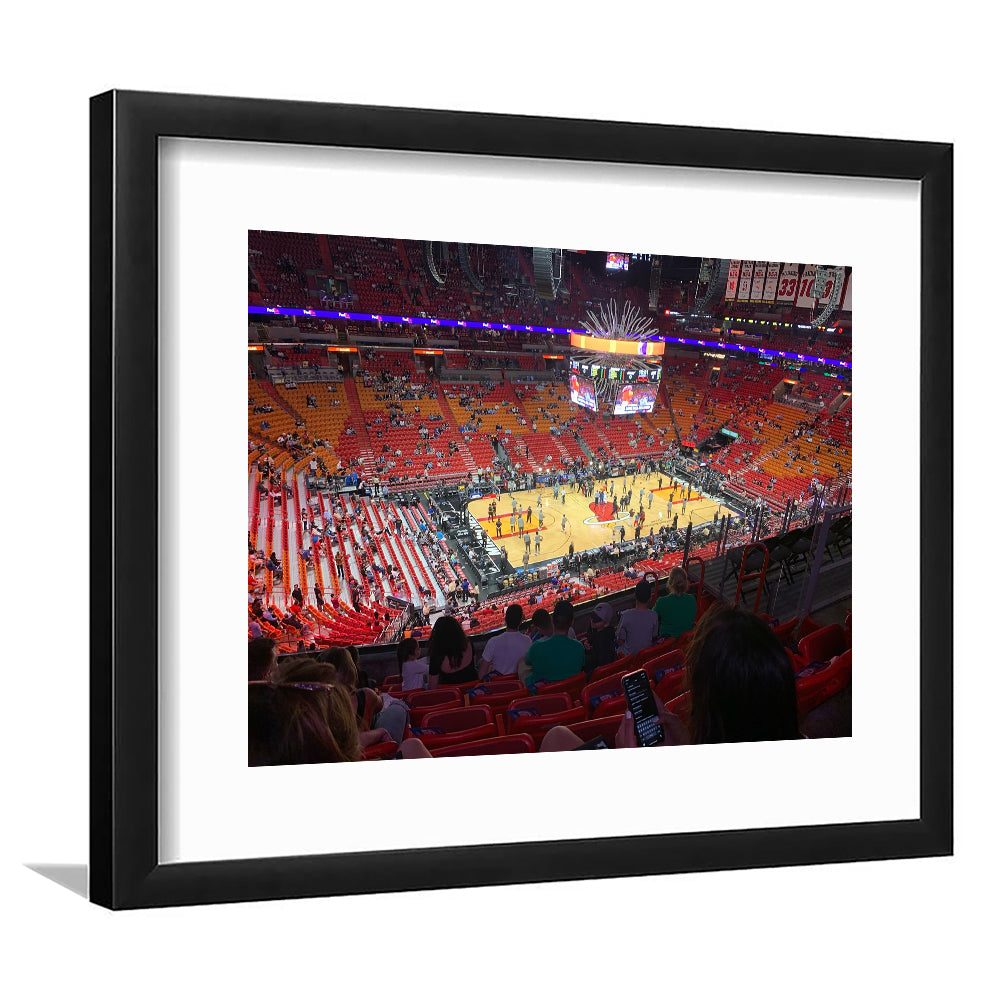 American Airline Arena, Stadium Canvas, Sport Art, Gift for him, White Border Framed Art Print Wall Decor