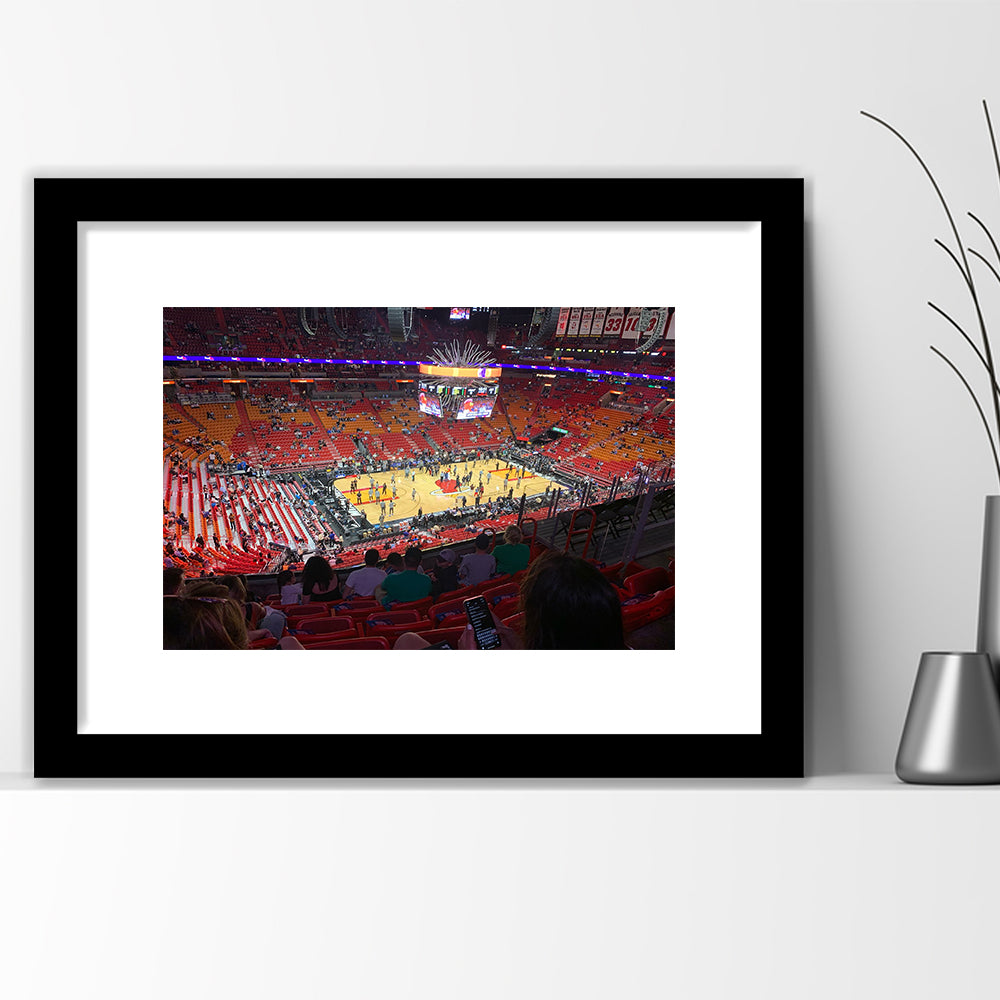 American Airline Arena, Stadium Canvas, Sport Art, Gift for him, White Border Framed Art Print Wall Decor