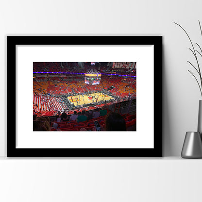 American Airline Arena, Stadium Canvas, Sport Art, Gift for him, White Border Framed Art Print Wall Decor
