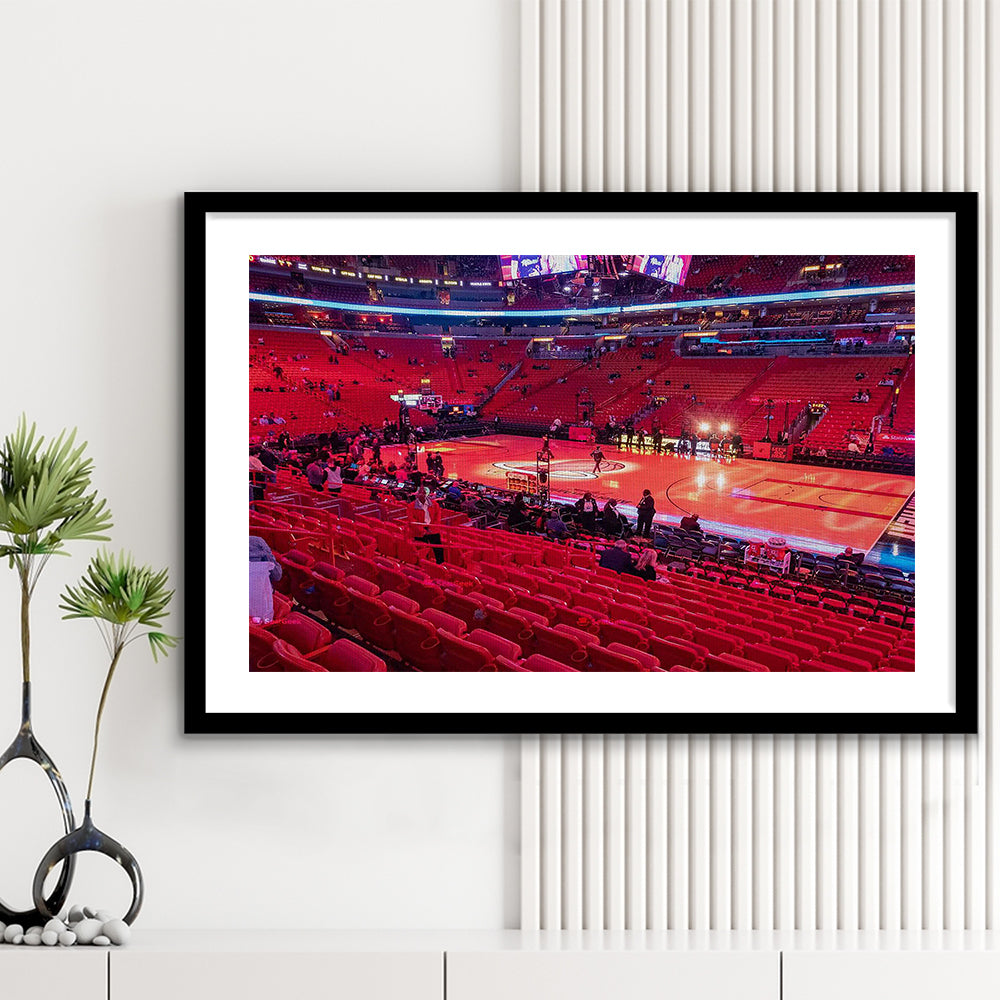 American Airline Red Arena, Stadium Canvas, Sport Art, Gift for him, White Border Framed Art Print Wall Decor