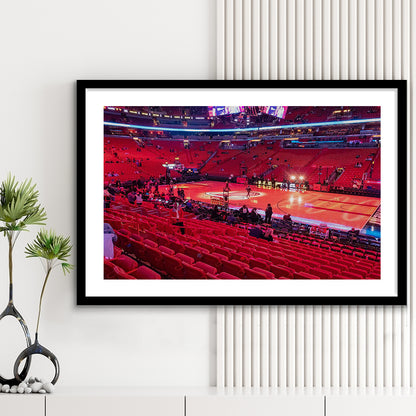 American Airline Red Arena, Stadium Canvas, Sport Art, Gift for him, White Border Framed Art Print Wall Decor