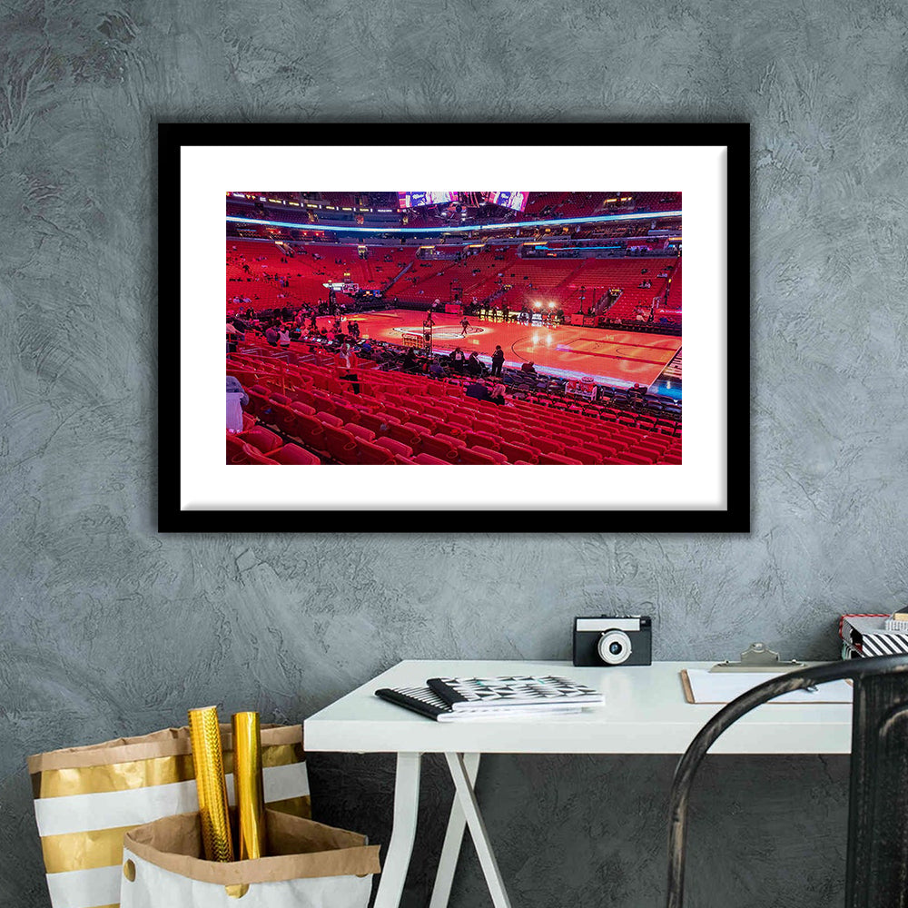 American Airline Red Arena, Stadium Canvas, Sport Art, Gift for him, White Border Framed Art Print Wall Decor