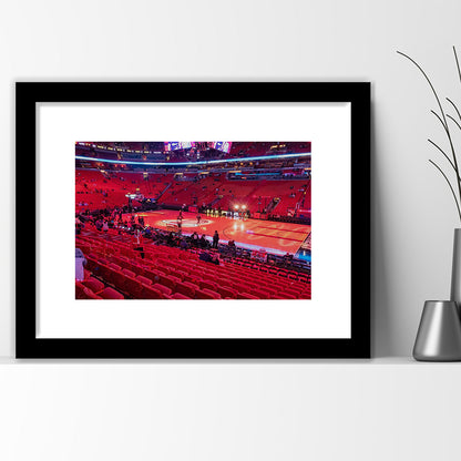 American Airline Red Arena, Stadium Canvas, Sport Art, Gift for him, White Border Framed Art Print Wall Decor