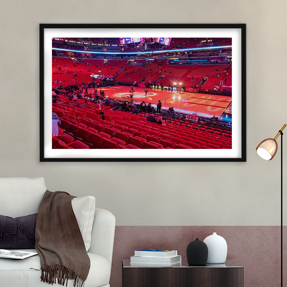 American Airline Red Arena, Stadium Canvas, Sport Art, Gift for him, White Border Framed Art Print Wall Decor