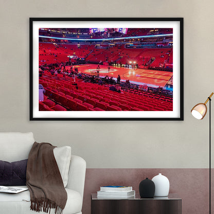 American Airline Red Arena, Stadium Canvas, Sport Art, Gift for him, White Border Framed Art Print Wall Decor