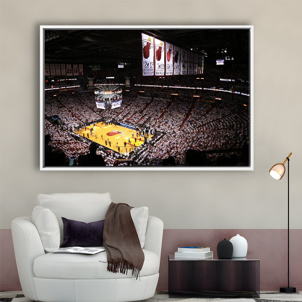 American Airlines Arena Inside, Stadium Canvas, Sport Art, Framed Canvas Print Wall Art, Floating Frame