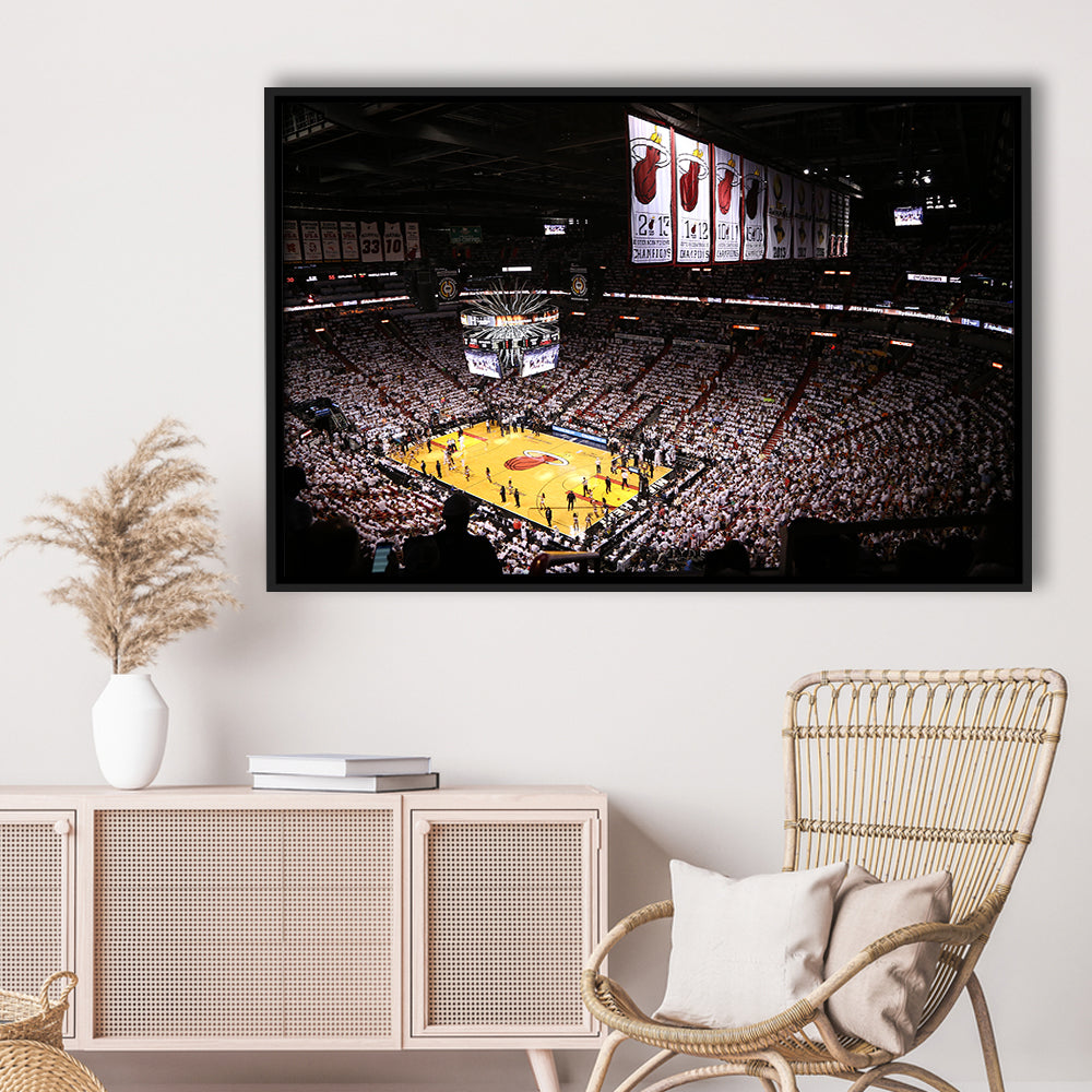 American Airlines Arena Inside, Stadium Canvas, Sport Art, Framed Canvas Print Wall Art, Floating Frame