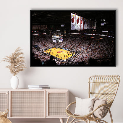 American Airlines Arena Inside, Stadium Canvas, Sport Art, Framed Canvas Print Wall Art, Floating Frame
