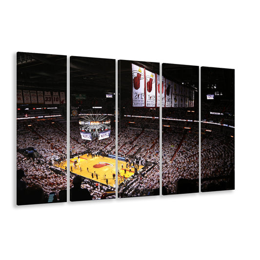 American Airlines Arena Inside, Stadium Canvas, Sport Art, 5 Panel B, Extra Large Canvas, Canvas Print Wall Art