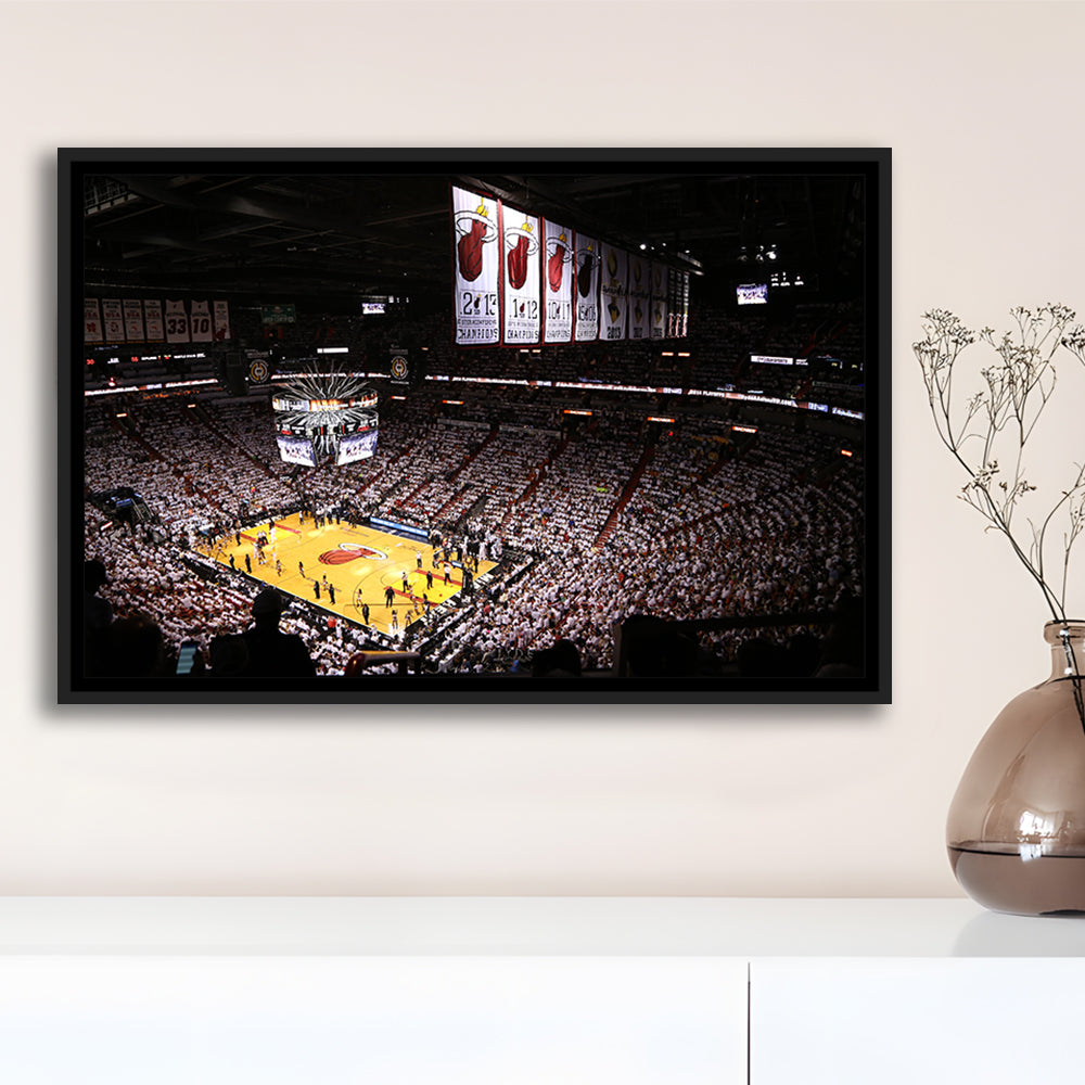 American Airlines Arena Inside, Stadium Canvas, Sport Art, Framed Canvas Print Wall Art, Floating Frame