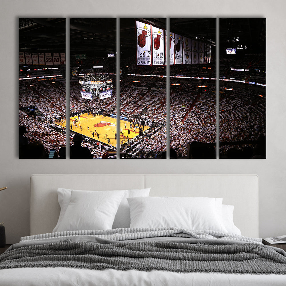 American Airlines Arena Inside, Stadium Canvas, Sport Art, 5 Panel B, Extra Large Canvas, Canvas Print Wall Art
