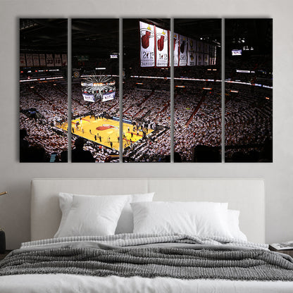 American Airlines Arena Inside, Stadium Canvas, Sport Art, 5 Panel B, Extra Large Canvas, Canvas Print Wall Art