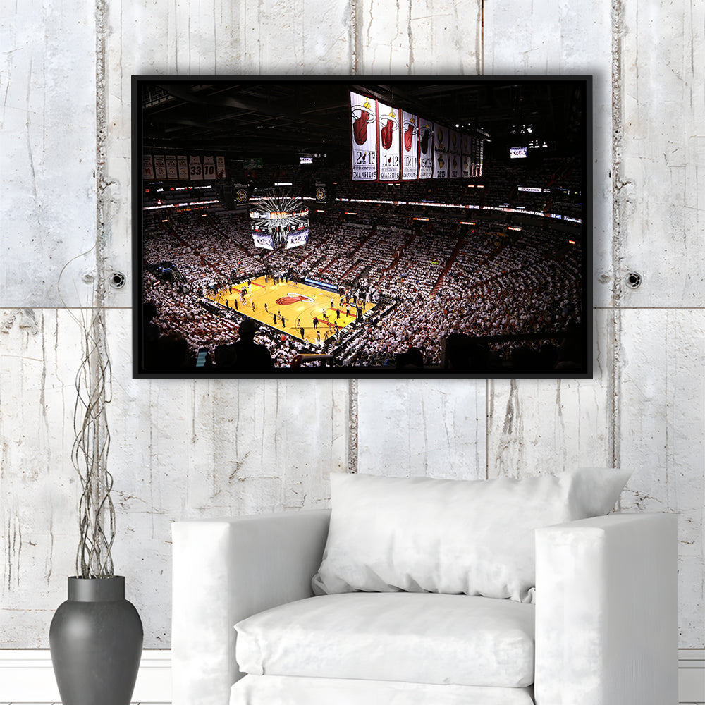 American Airlines Arena Inside, Stadium Canvas, Sport Art, Framed Canvas Print Wall Art, Floating Frame