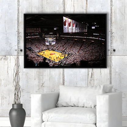 American Airlines Arena Inside, Stadium Canvas, Sport Art, Framed Canvas Print Wall Art, Floating Frame