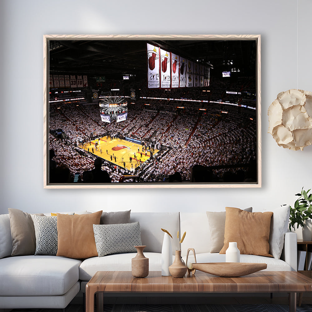 American Airlines Arena Inside, Stadium Canvas, Sport Art, Framed Canvas Print Wall Art, Floating Frame