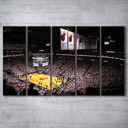 American Airlines Arena Inside, Stadium Canvas, Sport Art, 5 Panel B, Extra Large Canvas, Canvas Print Wall Art