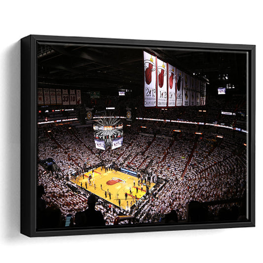 American Airlines Arena Inside, Stadium Canvas, Sport Art, Framed Canvas Print Wall Art, Floating Frame
