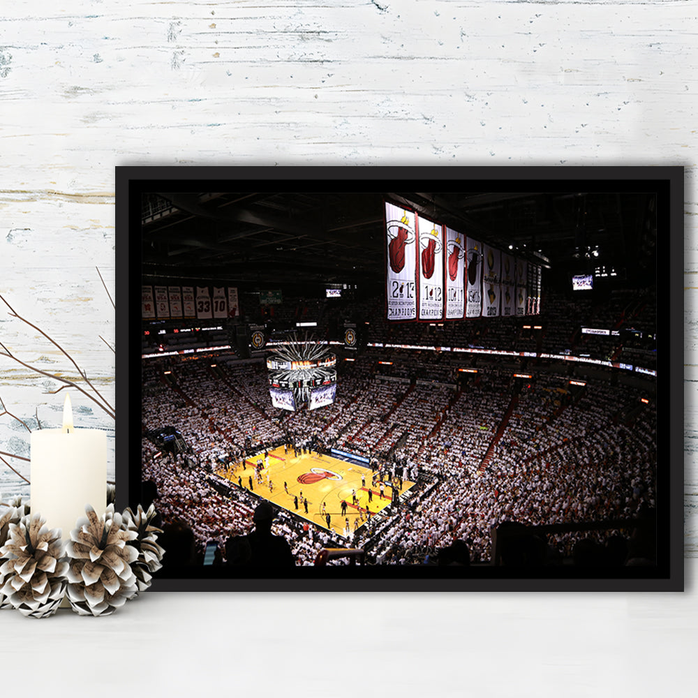 American Airlines Arena Inside, Stadium Canvas, Sport Art, Framed Canvas Print Wall Art, Floating Frame
