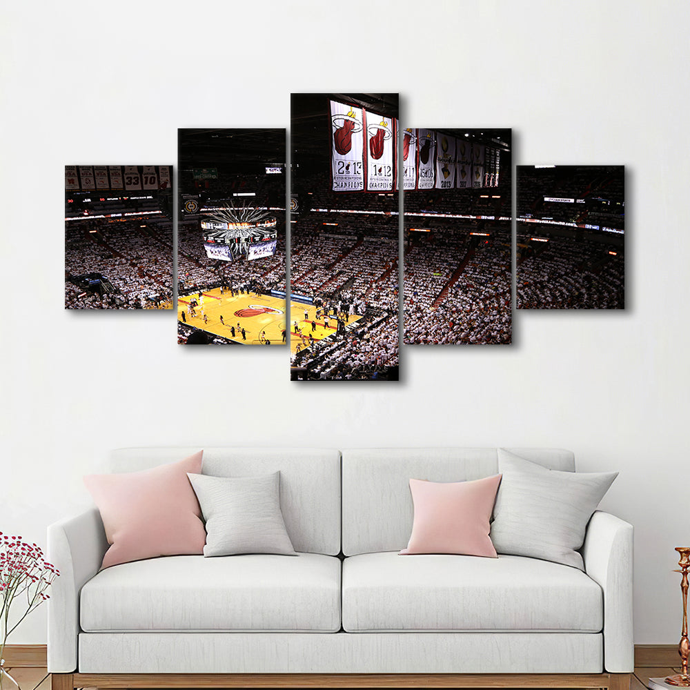 American Airlines Arena Inside, Stadium Canvas, Sport Art, Gift for him, 5 Panel, Large Canvas, Canvas Print Wall Art