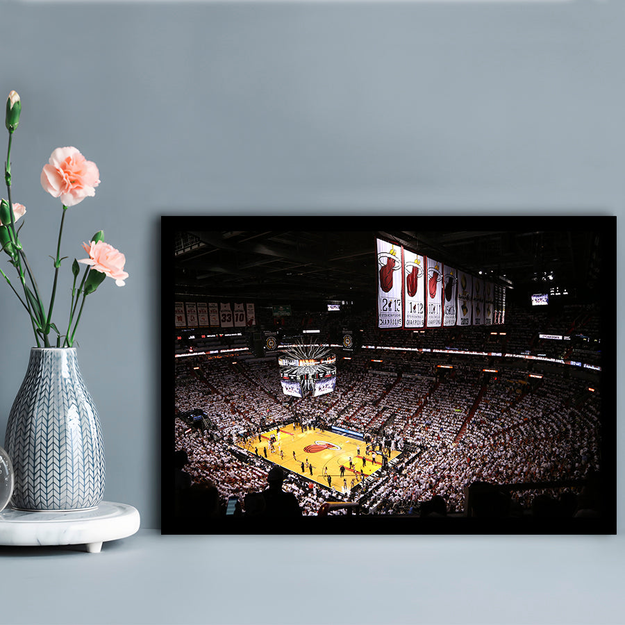 American Airlines Arena Inside, Stadium Canvas, Sport Art, Gift for him, Framed Art Print Wall Decor, Picture Framed