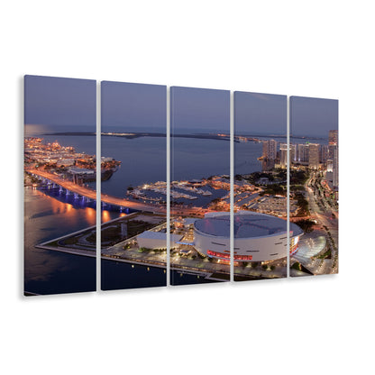 American Airlines Arena Night, Stadium Canvas, Sport Art, 5 Panel B, Extra Large Canvas, Canvas Print Wall Art