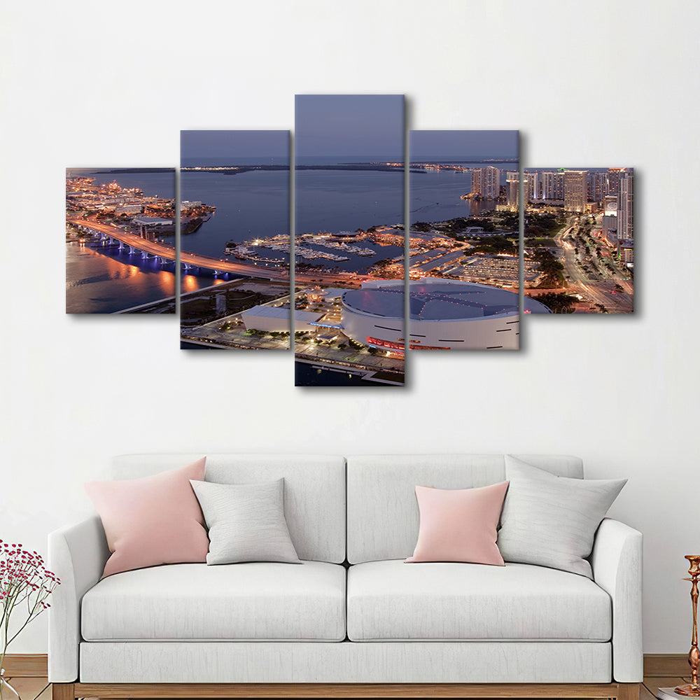 American Airlines Arena Night, Stadium Canvas, Sport Art, Gift for him, 5 Panel, Large Canvas, Canvas Print Wall Art