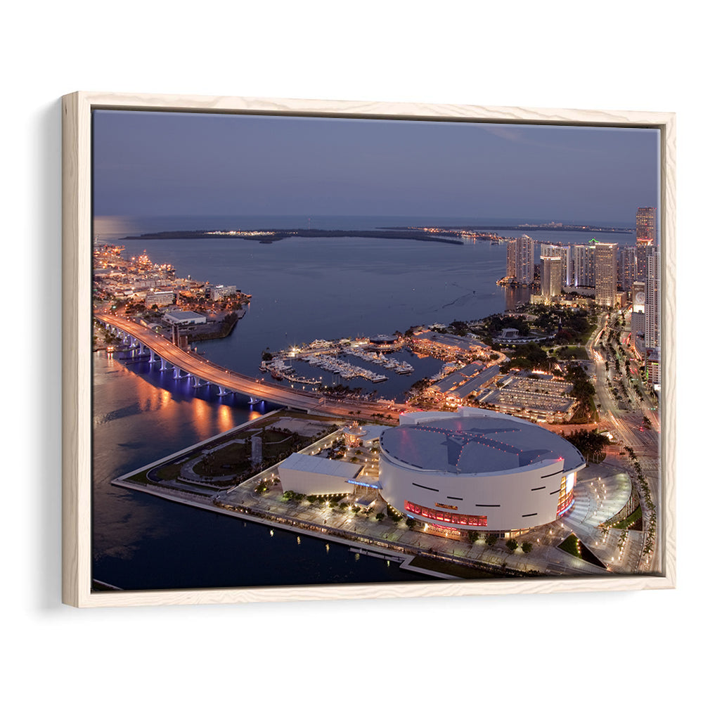American Airlines Arena Night, Stadium Canvas, Sport Art, Framed Canvas Print Wall Art, Floating Frame