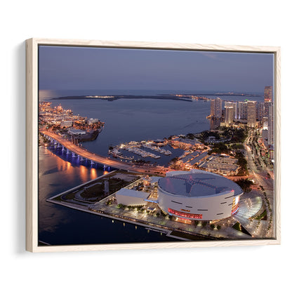 American Airlines Arena Night, Stadium Canvas, Sport Art, Framed Canvas Print Wall Art, Floating Frame