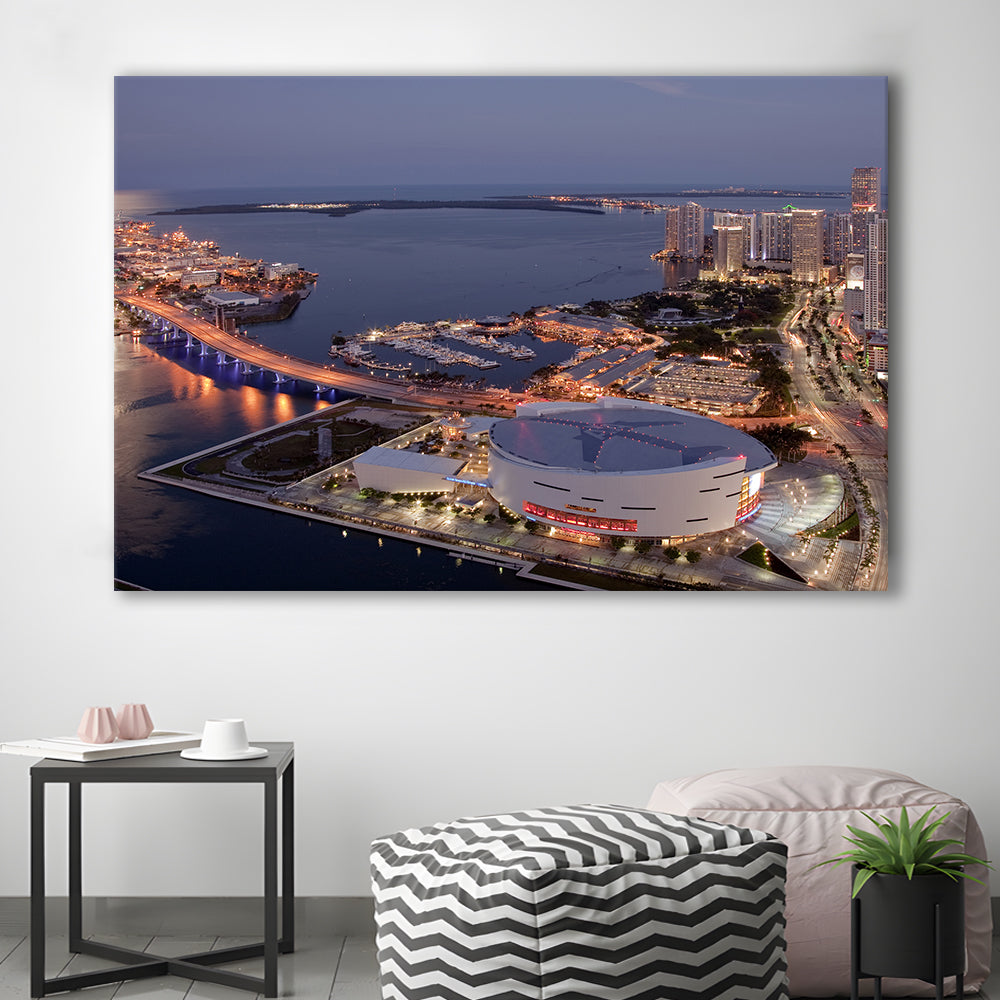 American Airlines Arena Night, Stadium Canvas, Sport Art, Gift for him, Man Cave Decor, Art Print, Canvas Print Wall Art