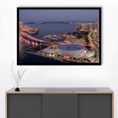 American Airlines Arena Night, Stadium Canvas, Sport Art, Gift for him, Framed Art Print Wall Decor, Picture Framed