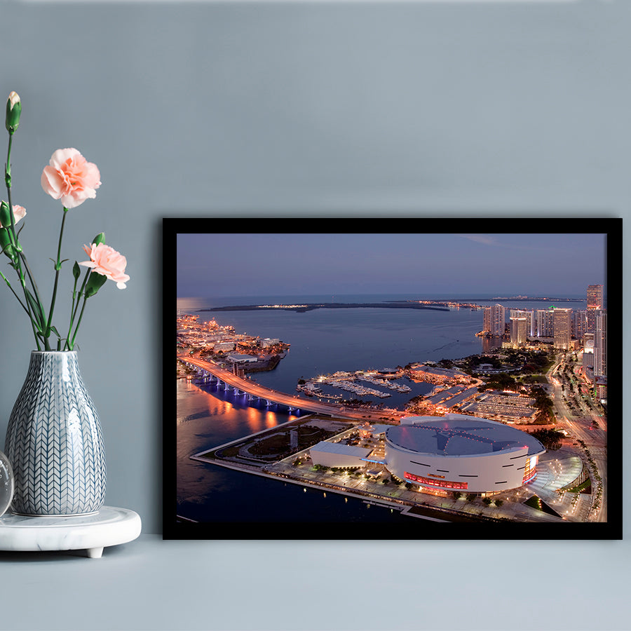 American Airlines Arena Night, Stadium Canvas, Sport Art, Gift for him, Framed Art Print Wall Decor, Picture Framed