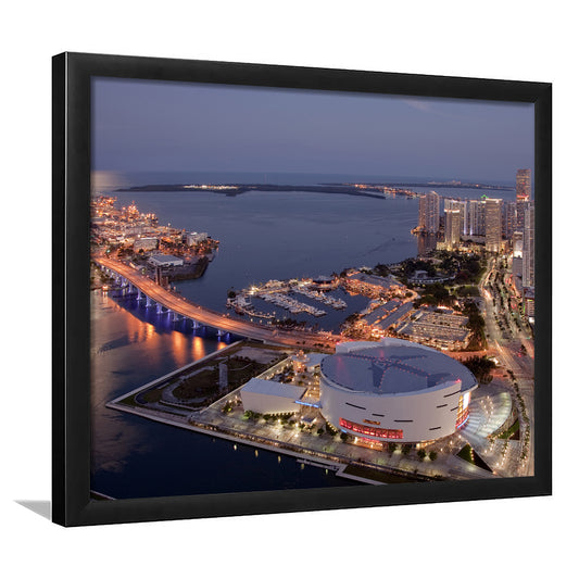 American Airlines Arena Night, Stadium Canvas, Sport Art, Gift for him, Framed Art Print Wall Decor, Picture Framed