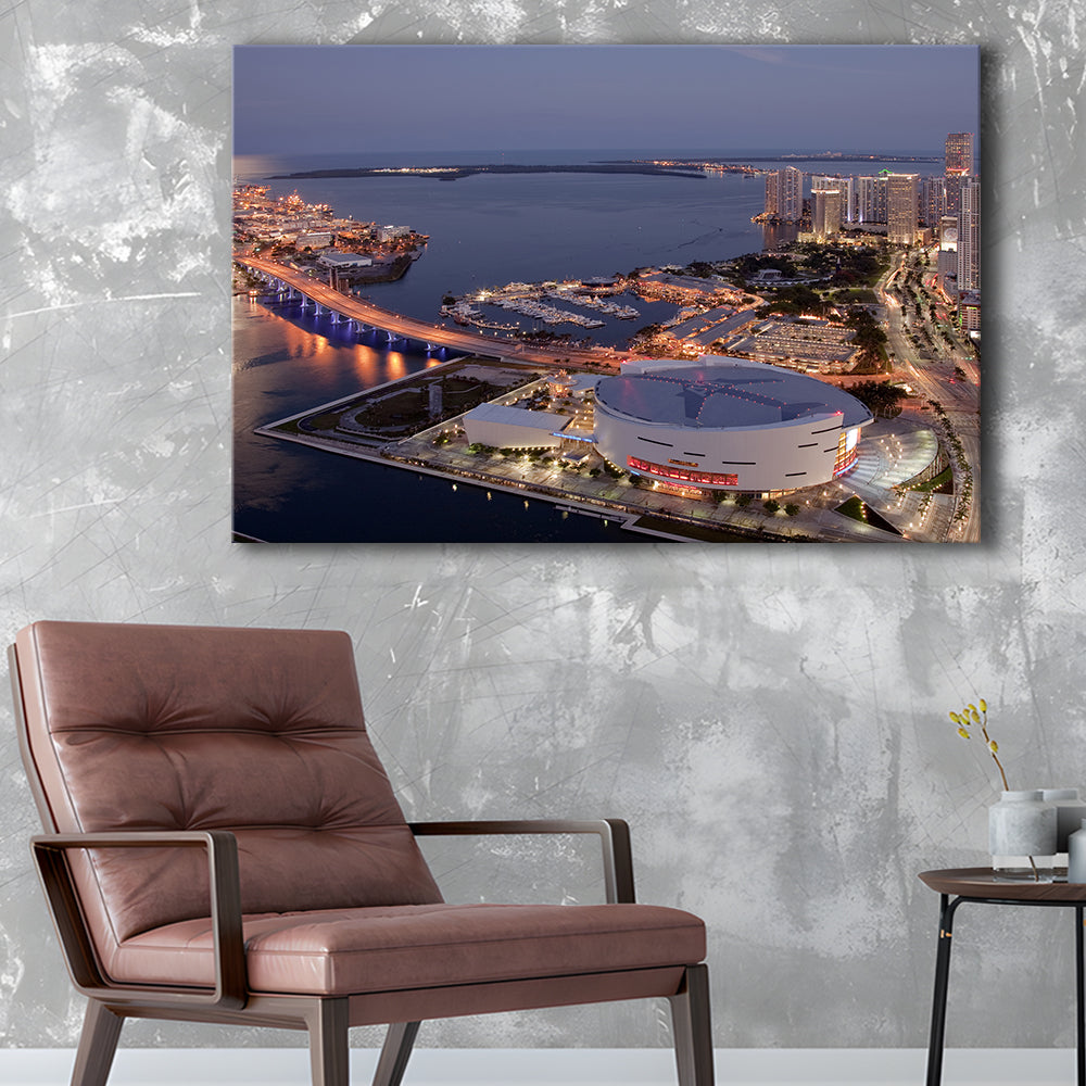 American Airlines Arena Night, Stadium Canvas, Sport Art, Gift for him, Man Cave Decor, Art Print, Canvas Print Wall Art