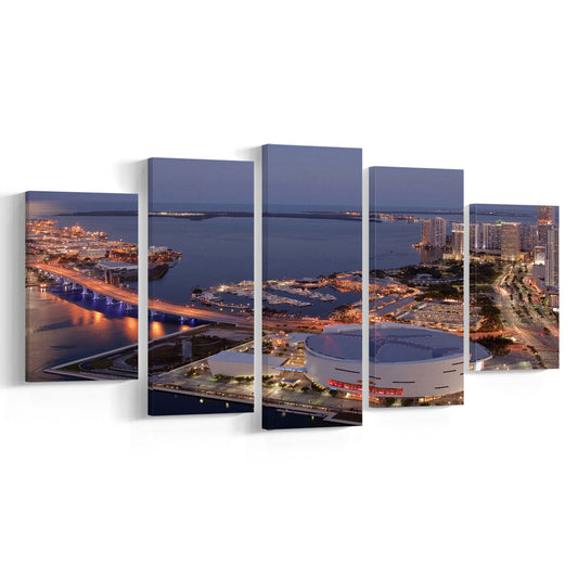 American Airlines Arena Night, Stadium Canvas, Sport Art, Gift for him, 5 Panel, Large Canvas, Canvas Print Wall Art