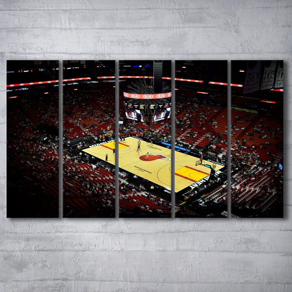 American Airlines Arena View, Stadium Canvas, Sport Art, 5 Panel B, Extra Large Canvas, Canvas Print Wall Art