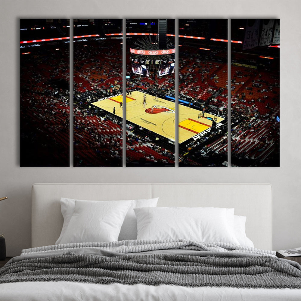 American Airlines Arena View, Stadium Canvas, Sport Art, 5 Panel B, Extra Large Canvas, Canvas Print Wall Art
