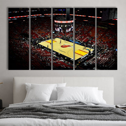 American Airlines Arena View, Stadium Canvas, Sport Art, 5 Panel B, Extra Large Canvas, Canvas Print Wall Art