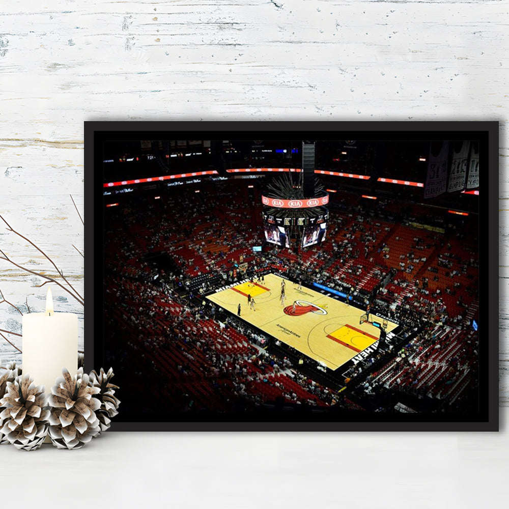 American Airlines Arena View, Stadium Canvas, Sport Art, Framed Canvas Print Wall Art, Floating Frame