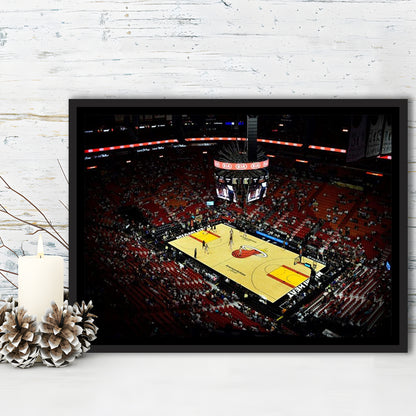 American Airlines Arena View, Stadium Canvas, Sport Art, Framed Canvas Print Wall Art, Floating Frame