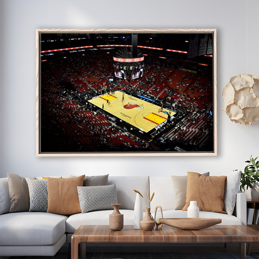 American Airlines Arena View, Stadium Canvas, Sport Art, Framed Canvas Print Wall Art, Floating Frame